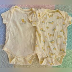 Little Me Size 3 Months Yellow Ducks Short Sleeve Bodysuits Bundle 100% Cotton